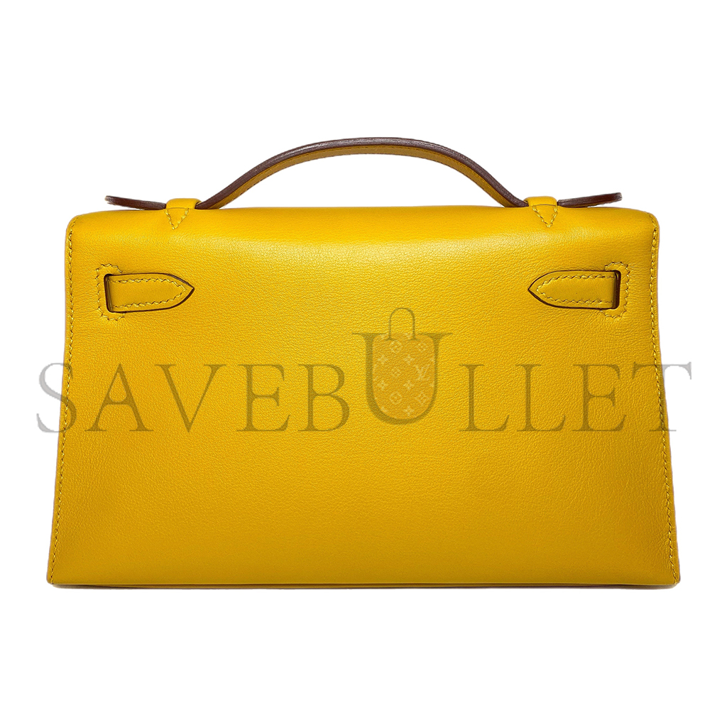 H**mes kelly pochette jaune ambre swift gold hardware (22*14*7cm)